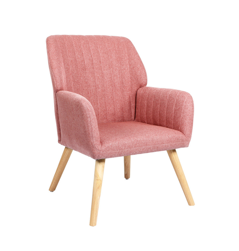 Oikiture Armchair Lounge Sofa Chair Fabric Couches Pink