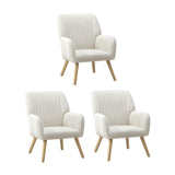 Oikiture 3x Armchair Lounge Sofa Chair Sherpa White