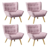 Oikiture 4x Armchair Sofa Lounge Fabric Upholstered Tub Pink