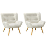 Oikiture 2x Armchair Sofa Lounge Sherpa Upholstered Tub White
