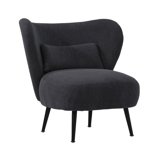 Oikiture Lounge Chair with Lumbar Pillow Wingback Velvet Charcoal