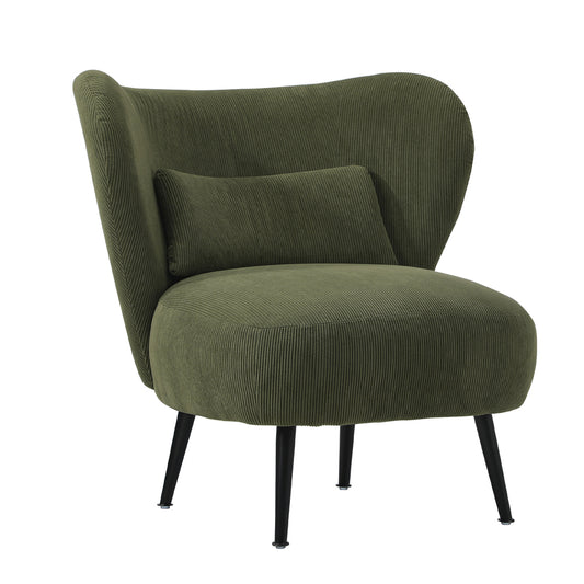 Oikiture Lounge Chair with Lumbar Pillow Wingback Velvet Green