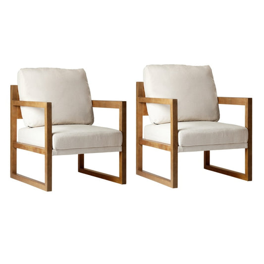 Oikiture 2x Armchair Lounge Sofa Chair Fabric Tub Couches