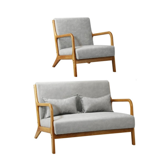 Oikiture 2PCS Armchair Lounge set 1/2 Seater 2 Pillows Fabric Grey