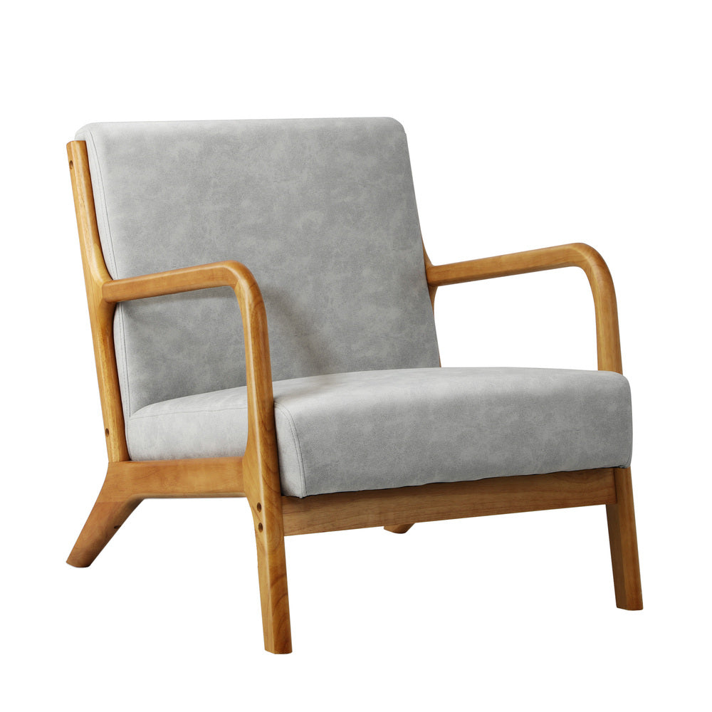 Oikiture Armchair Wood Couches Light Grey