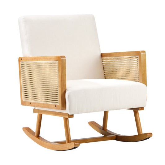 Oikiture Rocking Chair PE Rattan Beige