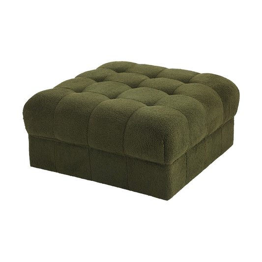 Oikiture 1 Seater Boucle Modular Ottoman Armless TOFU Green