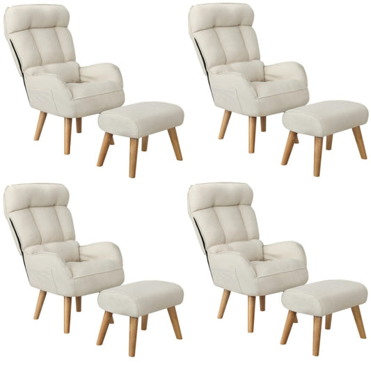 Oikiture 4x 360 Swivel Recliner Armchair Lounge with Stool Beige