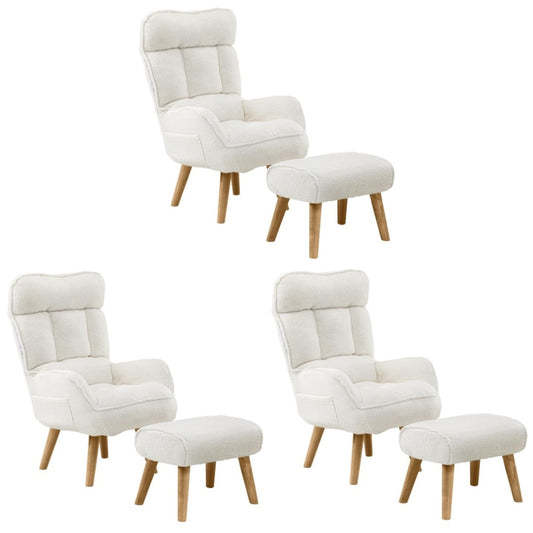 Oikiture 3X 360 Swivel Recliner Armchair Lounge with Stool Sherpa