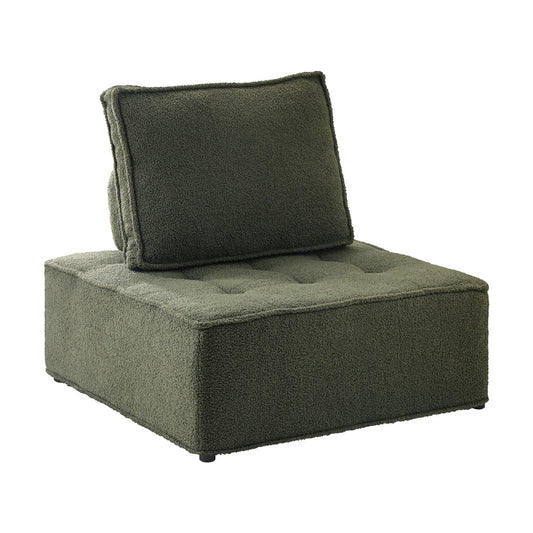 Oikiture 1PC Modular Sofa Lounge Chair Armless Sherpa Green