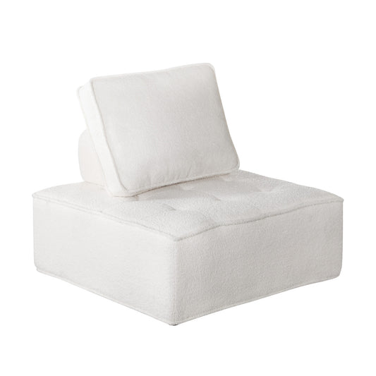 Oikiture Modular Armless Sofa Adjustable Back Sherpa White