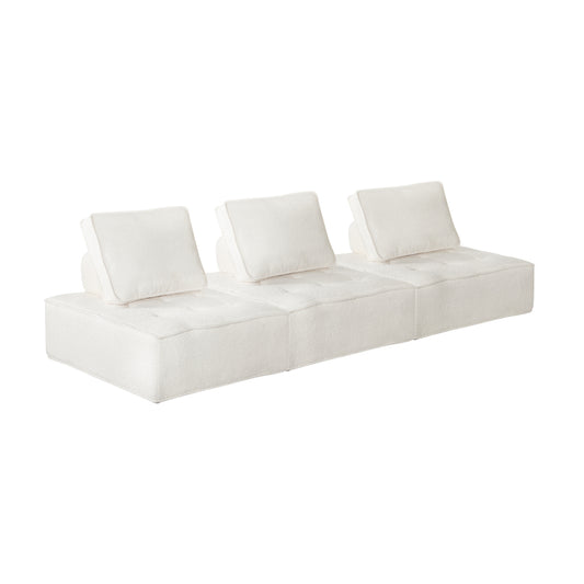 Oikiture 3PCS Modular Armless Sofa Sherpa White