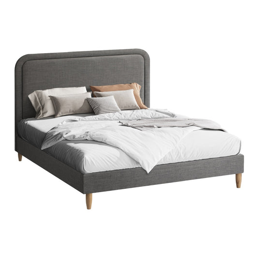 Oikiture Bed Frame Queen Size Fabric Grey BOB