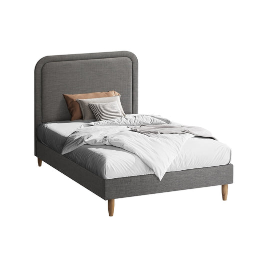 Oikiture Bed Frame Single Size Fabric Grey BOB