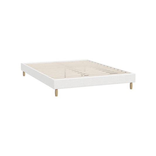 Oikiture Bed Frame Queen Size Bed Base White Boucle