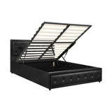 Oikiture Double Bed Frame with Storage Space Gas Lift Black