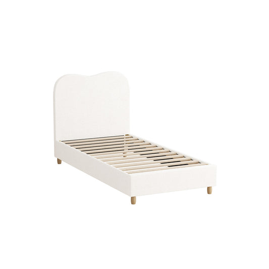 Oikiture Bed Frame Single Size White Boucle Cloud Shape