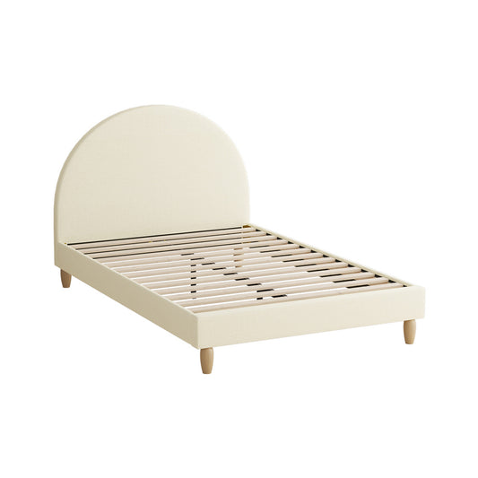 Oikiture Bed Frame King Single Arched Bedhead Beige Fabric