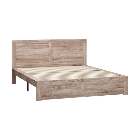 Oikiture Wooden Bed Frame King Size Contemporary Light Oak