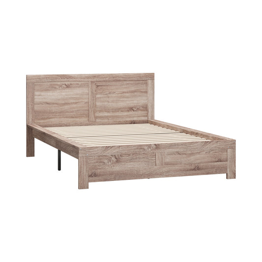 Oikiture Wooden Bed Frame Queen Size Contemporary Light Oak