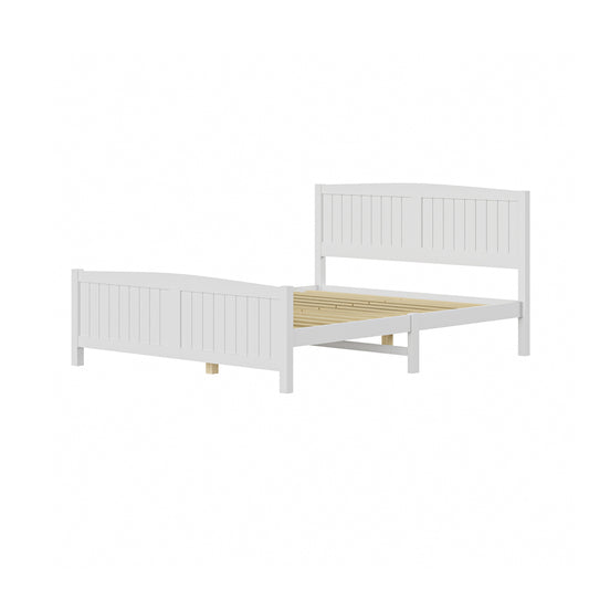 Oikiture Bed Frame Queen Size Timber Platform White