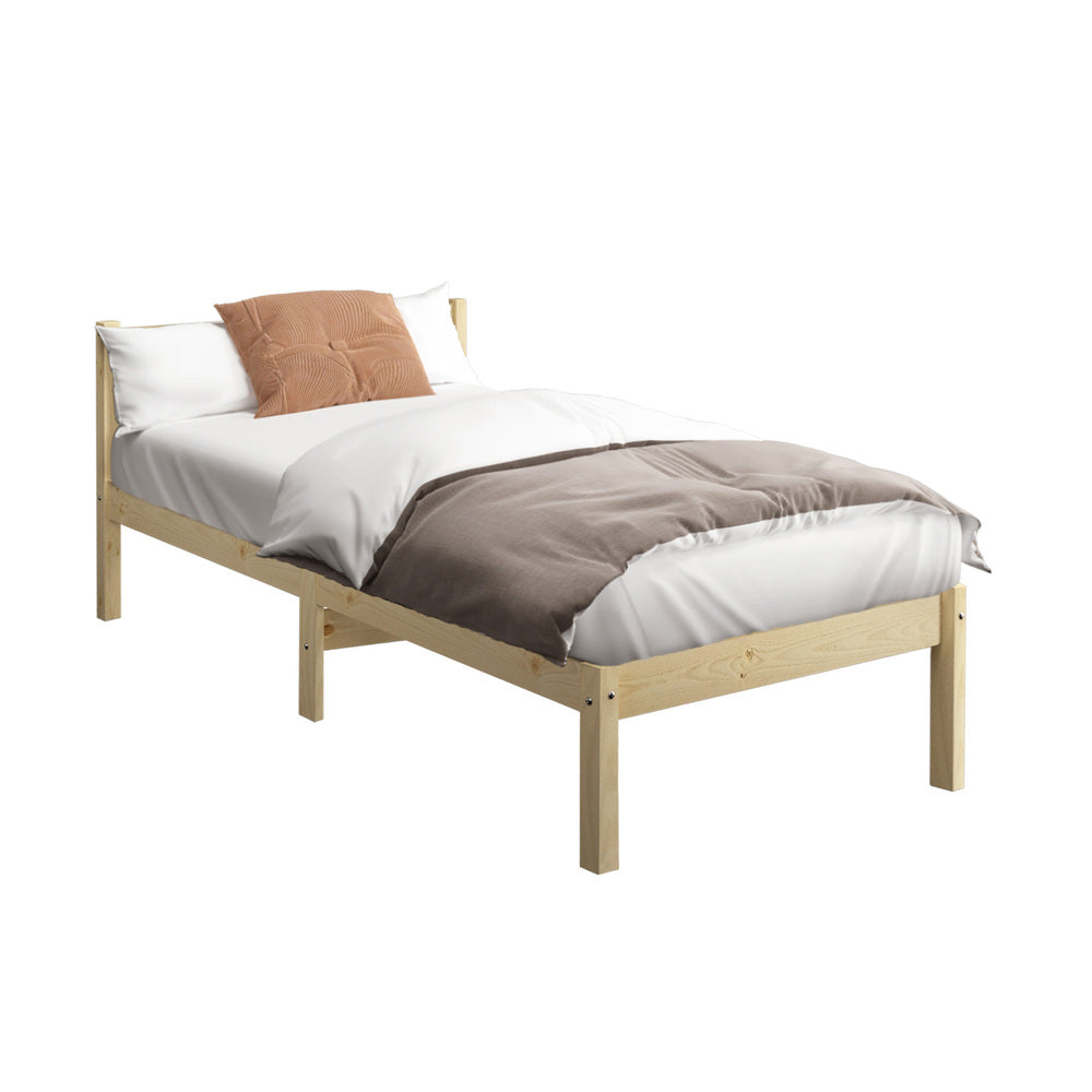 Oikiture Bed Frame Single Size Wooden Kids Bed