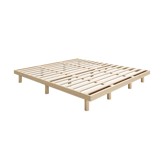 Oikiture Bed Frame King Size Bed Base Solid Wood Slats