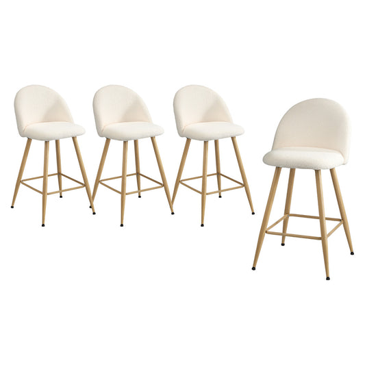 Oikiture 4x Bar Stools Kitchen Counter Stool Boucle Padded Stools