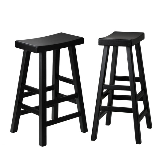 Oikiture 2X Bar Stools Wooden Counter Chairs Black