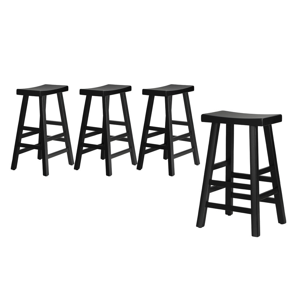 Oikiture 4X Bar Stools Wooden Counter Chairs Black