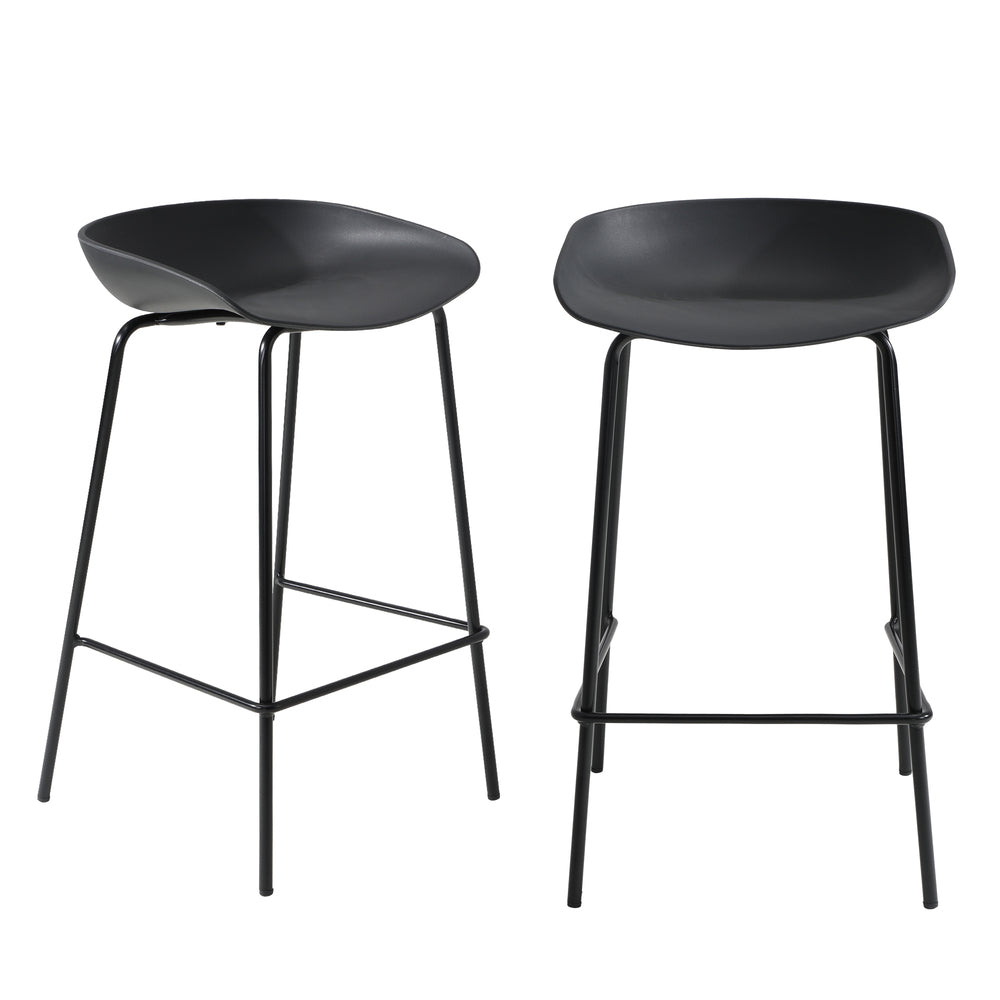 Oikiture 2x Kitchen Bar Stools Dinning Chairs Metal Black