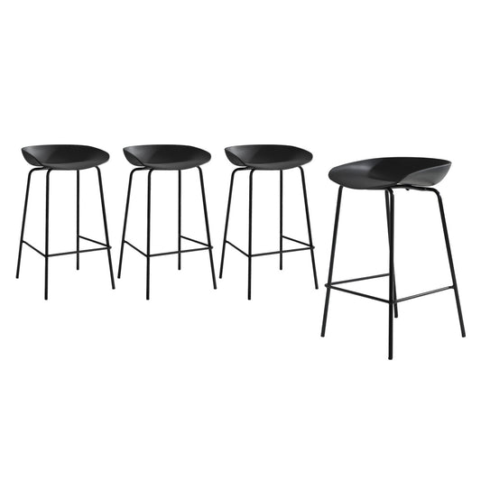 Oikiture Set of 4 Kitchen Bar Stools Metal Black