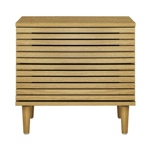 Oikiture Bedside Tables 2 Drawers Unique Handle-Free