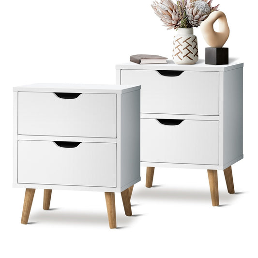 Oikiture Bedside Tables Set of 2 White