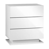 Oikiture LED Bedside Table RGB 3 Drawers White