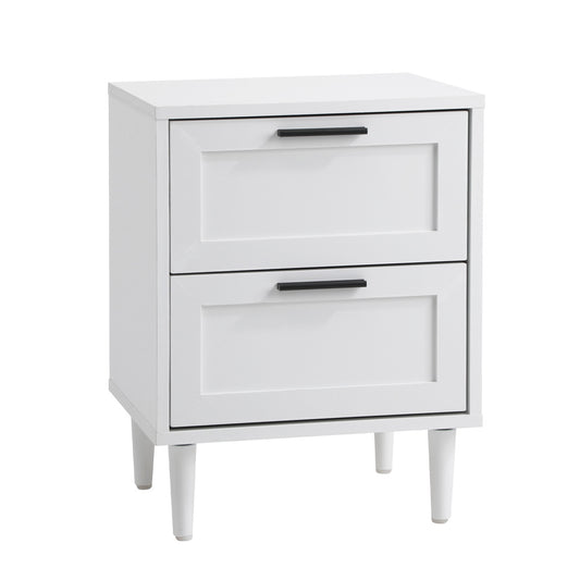 Oikiture Bedside Table Nightstand 2 Drwers White