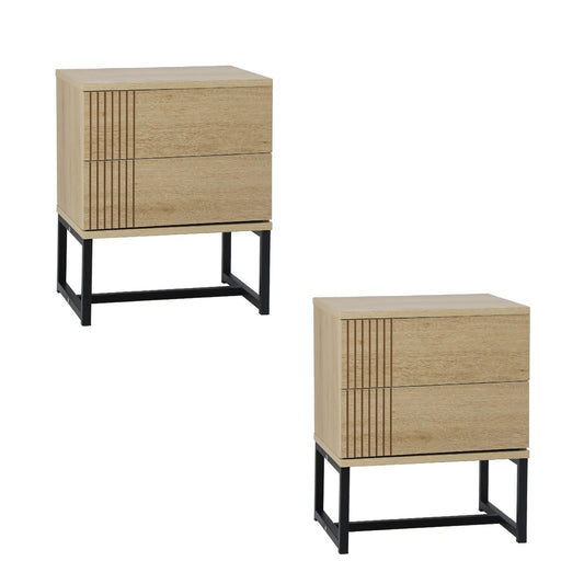 Oikiture Set of 2 Bedside Tables Bedroom Metal