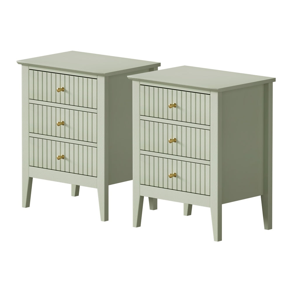 Oikiture Bedside Tables Set of 2 Side End Nightstand Green