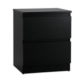 Oikiture Bedside Table Nightstand 2 Drawers Black