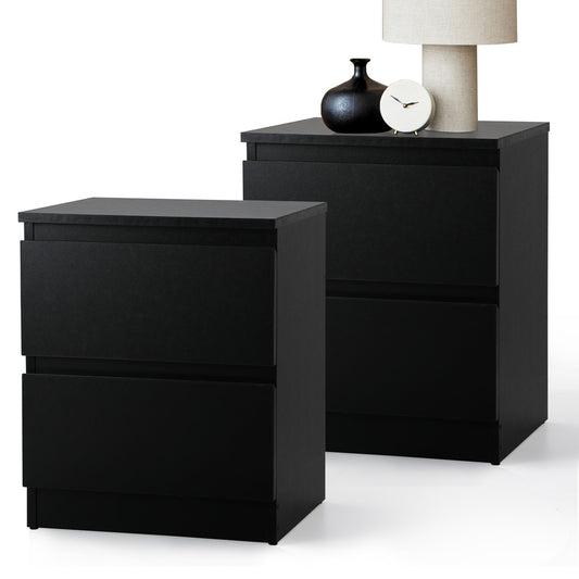 Oikiture Bedside Tables Set of 2 Nightstand Black