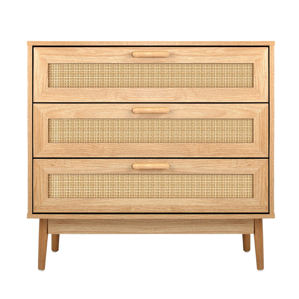 Oikiture 3 Chest of Drawers Clothes Storage Rattan