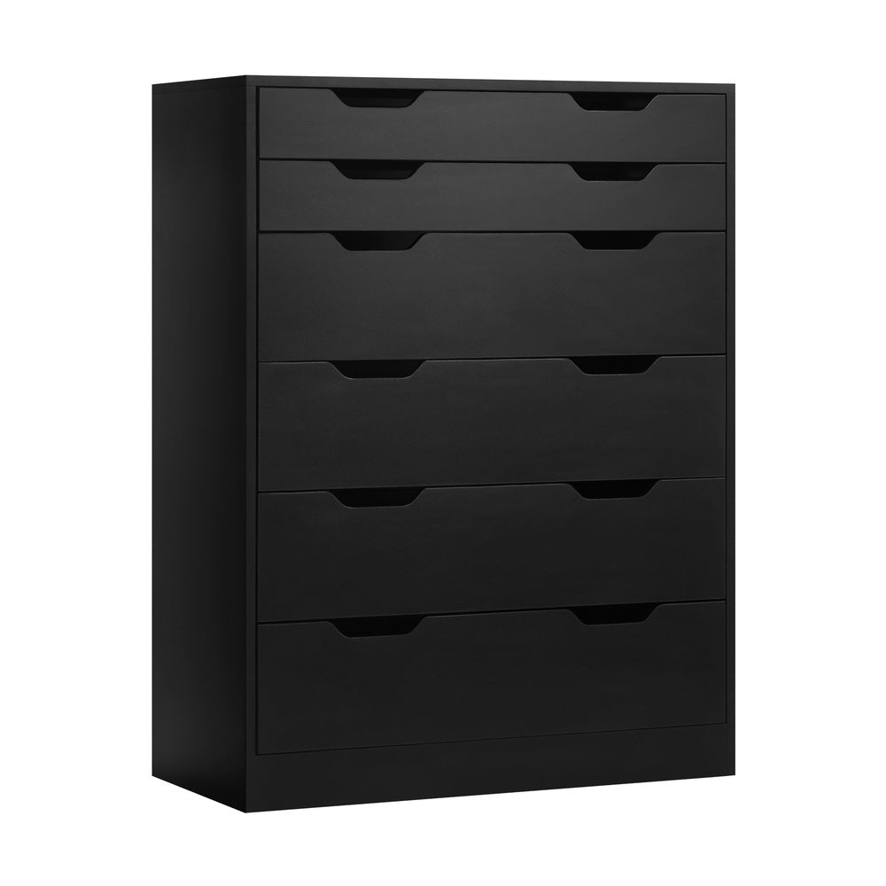 Oikiture 6 Chest of Drawers Air Gap Handles Black