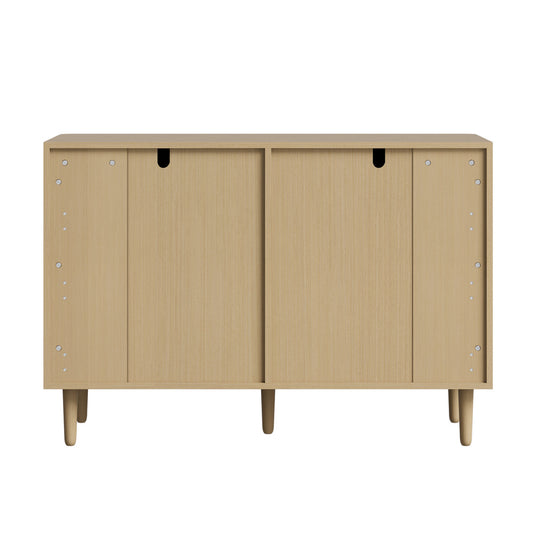 Oikiture 6 Chest of Drawers Dressers Lowboy Stripe Natural