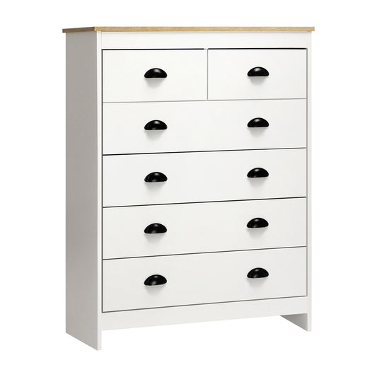 Oikiture Tallboy Chest of Drawer with 6 Drawers White