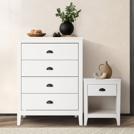 Oikiture 4 Chest of Drawers and Bedside Table Vintage Bedroom Set