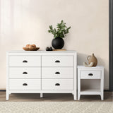 Oikiture 6 Chest of Drawers and Bedside Table Vintage Bedroom Set