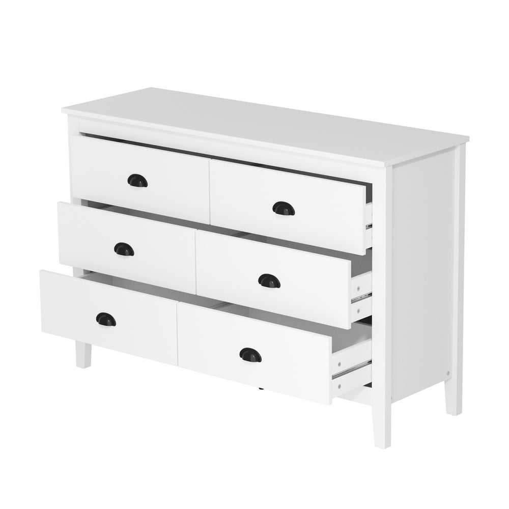Oikiture 6 Chest of Drawers and 2 Bedside Tables Vintage Bedroom Set White