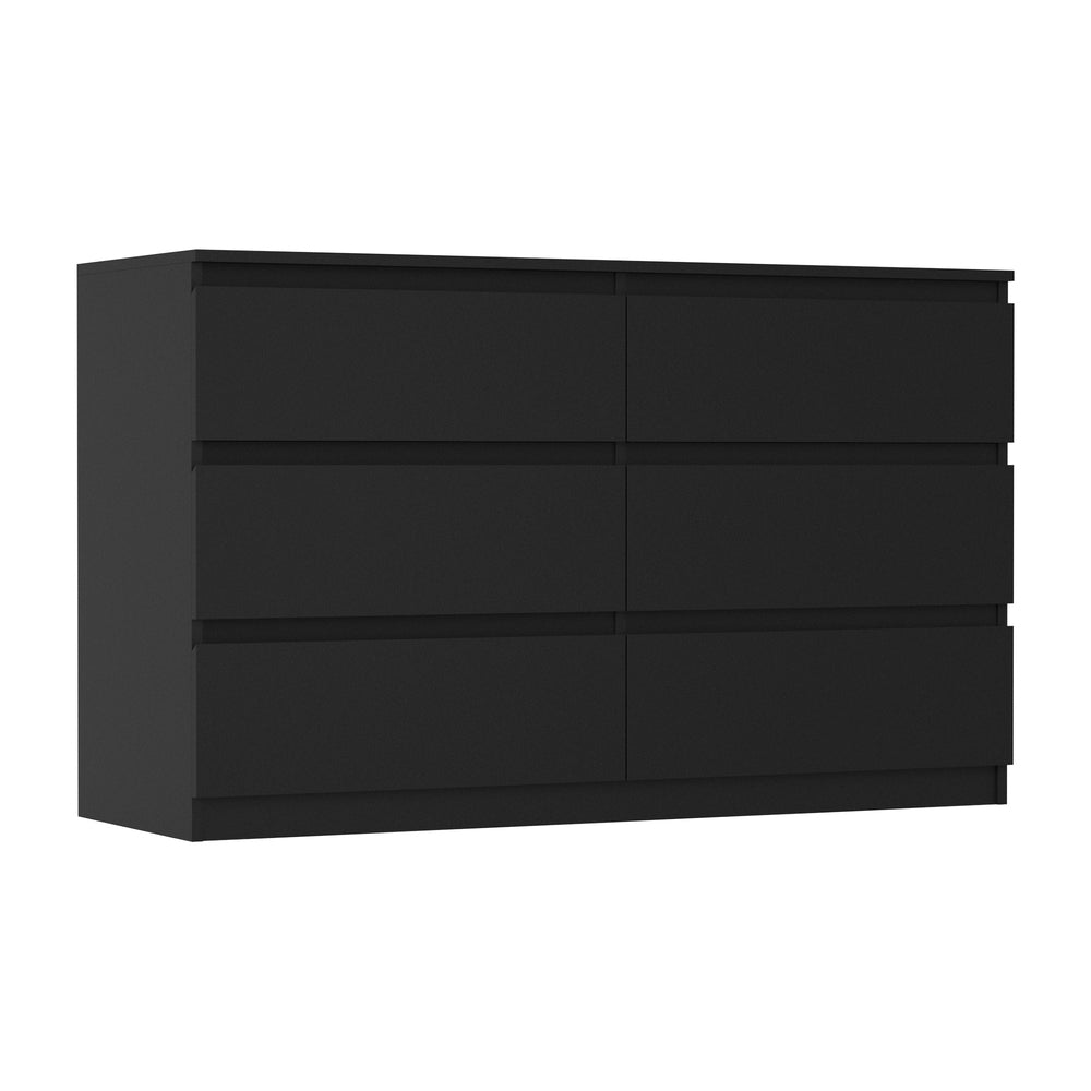Oikiture 6 Chest of Drawers and 2 Bedside Tables Bedroom Set Black