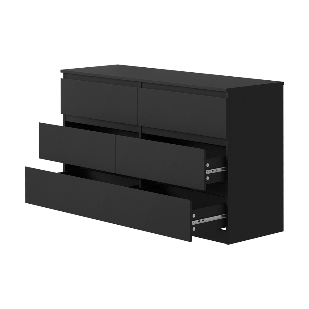 Oikiture 6 Chest of Drawers and 2 Bedside Tables Bedroom Set Black