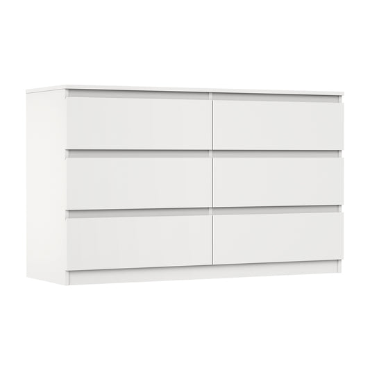 Oikiture 6 Chest of Drawers Lowboy Dresser Table Bedroom White
